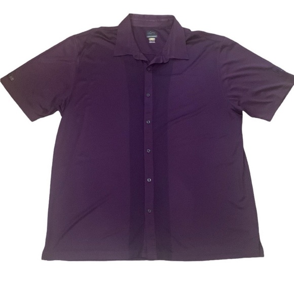 Greg Norman Purple Button Up Short Sleeve Shirt Wekopa Logo Size XXL - Picture 1 of 7